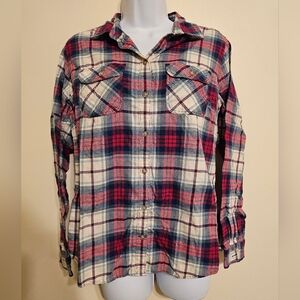 Eddie Bauer Tartan Plaid Long Sleeve Button Down Shirt Grunge 90s Outdoor Medium